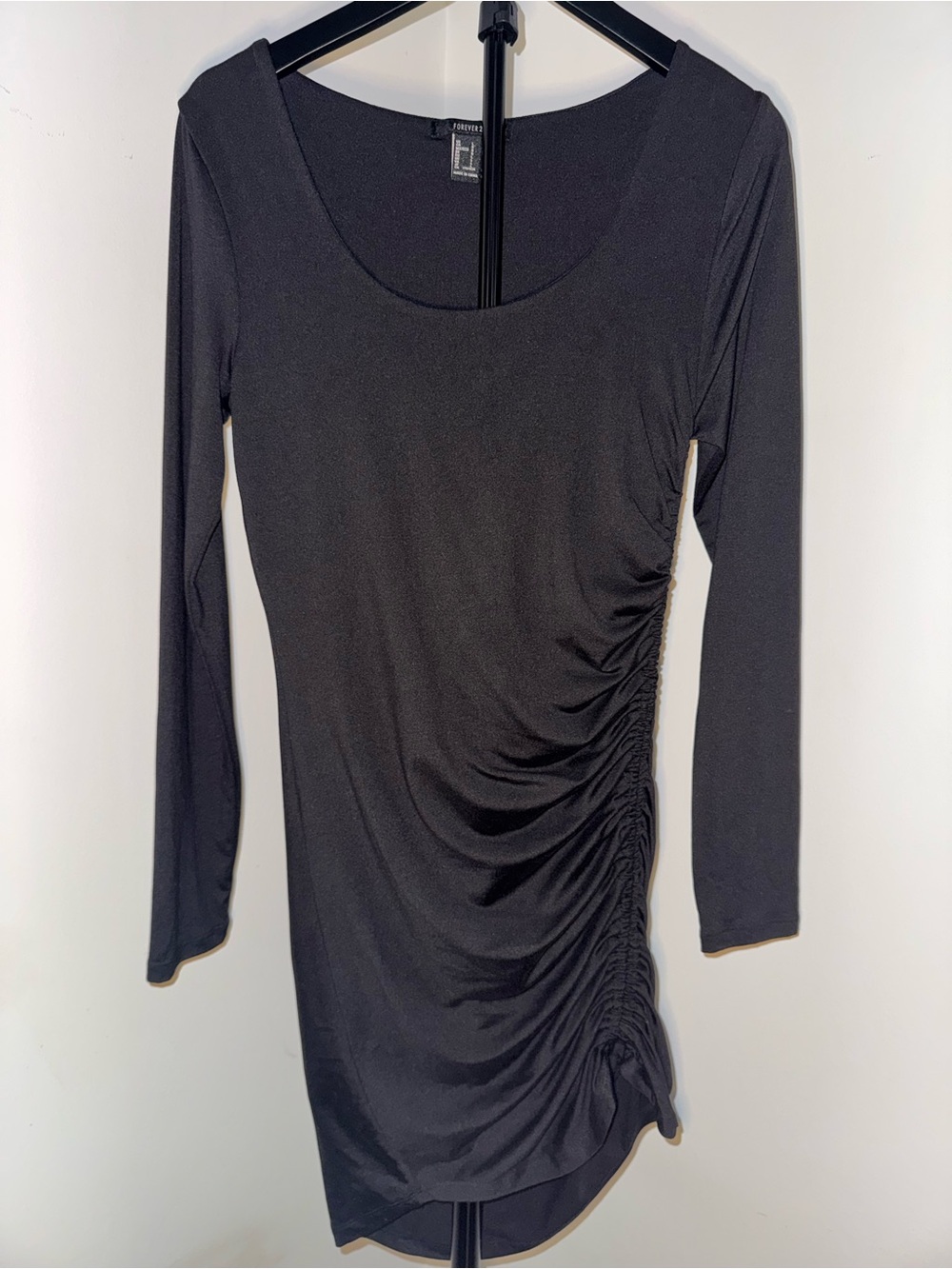 Forever 21 Black Long Sleeve Scoop Neck Dress